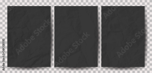 Set of A4 pages crumpled paper