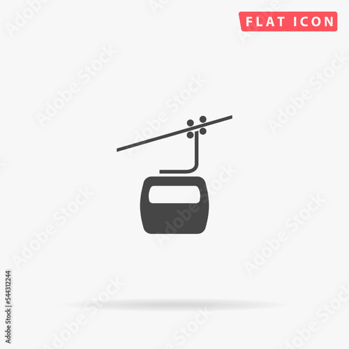 Aerial cableway flat vector icon. Hand drawn style design illustrations. photo