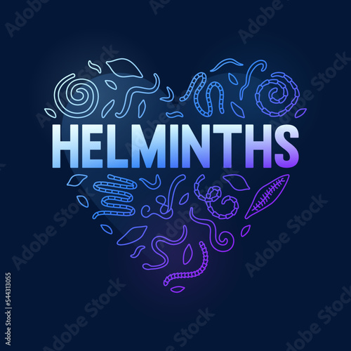 Helminths vector concept heart shaped blue illustration or banner