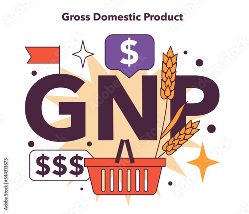 GNP or GNI concept. Gross national product. Monetary measure photo