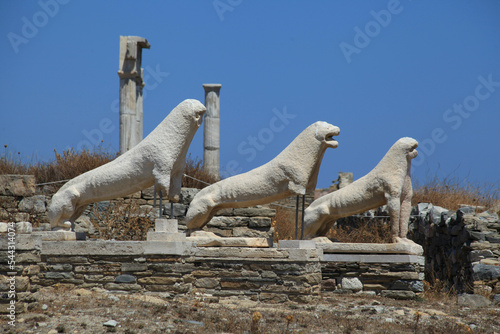 Lion Terrace, Archeological site of Delos, near Mykonos, Greece photo