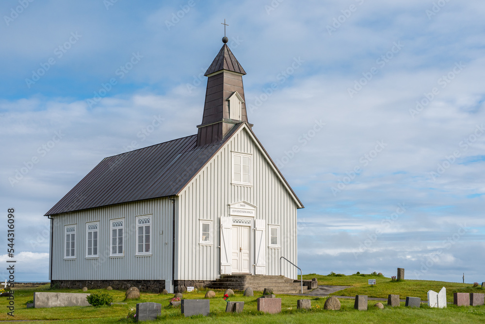 Strandarkirkja church in Selvogur on southern Iceland. This is a famous church often called the miracle church due a miracle saving of sailors in the 12th century.