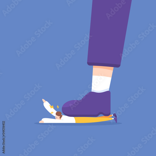 evil leaders, dictators, oppress the people. trampled on and oppressed by the higher-ups. get pressure from the boss. an employee, worker, subordinate who is stepped on by his boss. illustration