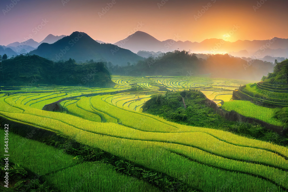 Fototapeta premium rice terraces in island, tea plantation