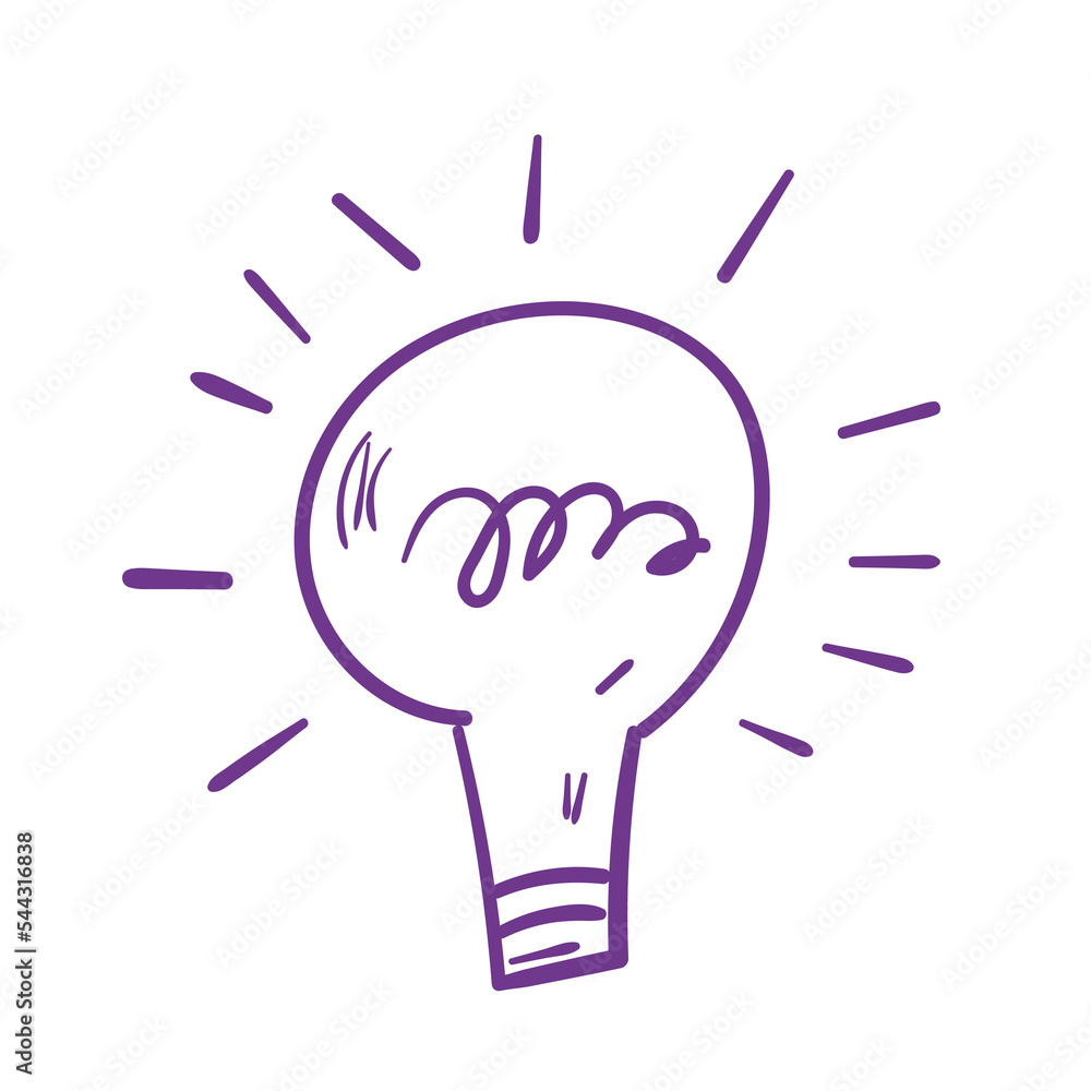Doodle purple lamp. Line art icon on white background. Doodle purple lamp. Line art icon on white background.
