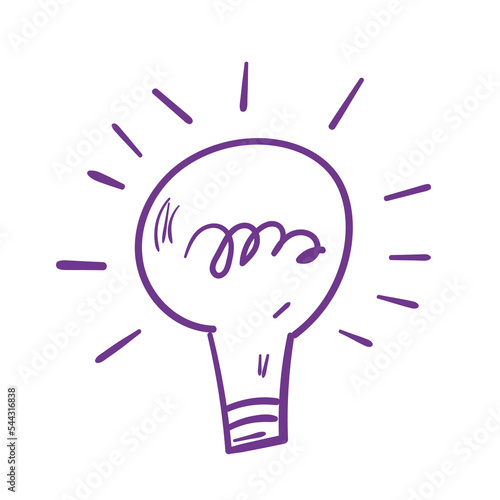 Doodle purple lamp. Line art icon on white background.