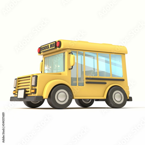 School bus Side view 3D