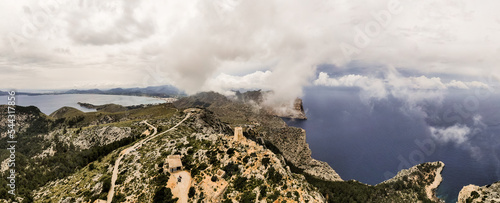 Panorama Luftaufnahme vom Wachturm Albercutx auf Mallorca photo