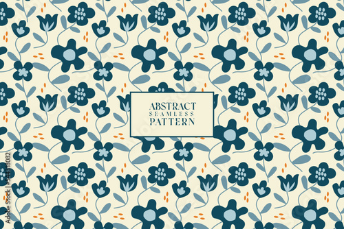 Flower blooming floral lovely abstract vector seamless repeat pattern