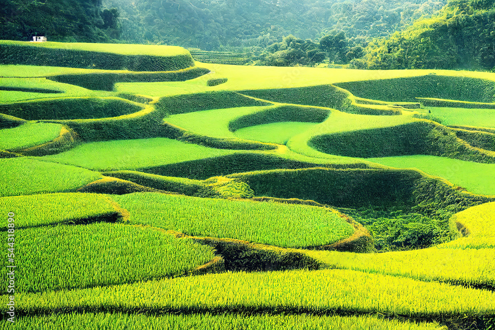 rice terraces in island, crop plantation