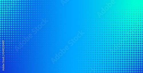 Halftone effect dotted blue turquoise gradient background. Vector abstract texture, minimal pixelated pattern