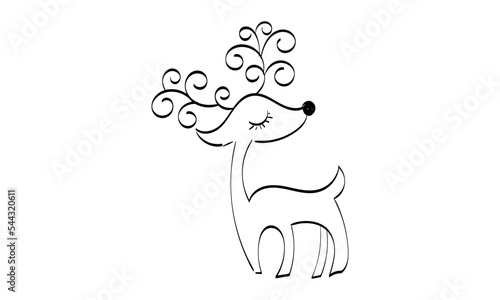 Vintage Holiday Icon. Hand Drawn outline Christmas Illustration. Vector element for Christmas Design