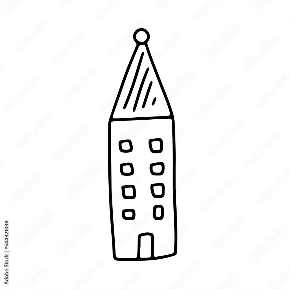 Doodle house. Sketch bw scribble style. Hand drawn build vector illustration Doodle house. Sketch bw scribble style. Hand drawn build vector illustration