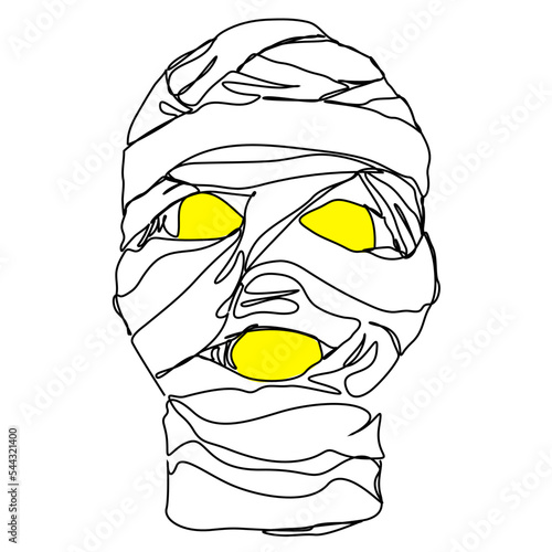 continuous line Scary mummy on Halloween