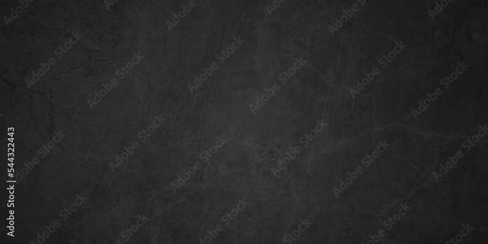 Black stone concrete wall grunge texture and backdrop background anthracite panorama. Panorama dark grey black slate background or texture.	
