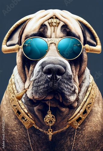 Midjourney abstract render of gangsta dog