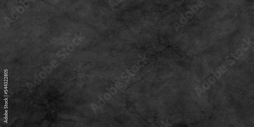 Black stone concrete wall grunge texture and backdrop background anthracite panorama. Panorama dark grey black slate background or texture. © MdLothfor