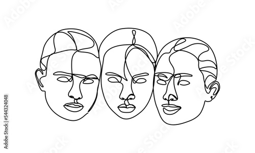 continuous line young beauty, diversity, mixed race