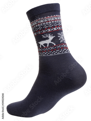 Long nordic style sock on mannequin isolated on white
