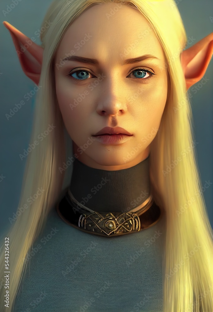 A Fictional Person Elven Woman With White Long Hair Pointy Ears