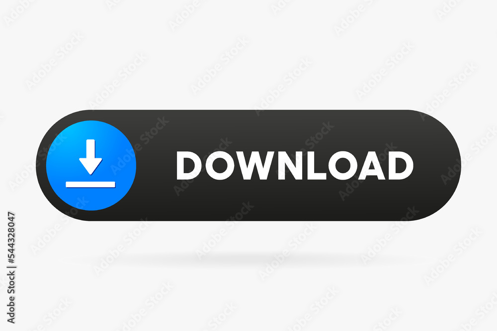 3D black blue download button icon. Upload icon. Down arrow bottom side symbol. Click here button. Save cloud icon push button for UI UX, website, mobile application. 3D black blue download button icon. Upload icon. Down arrow bottom side symbol. Click here button. Save cloud icon push button for UI UX, website, mobile application.