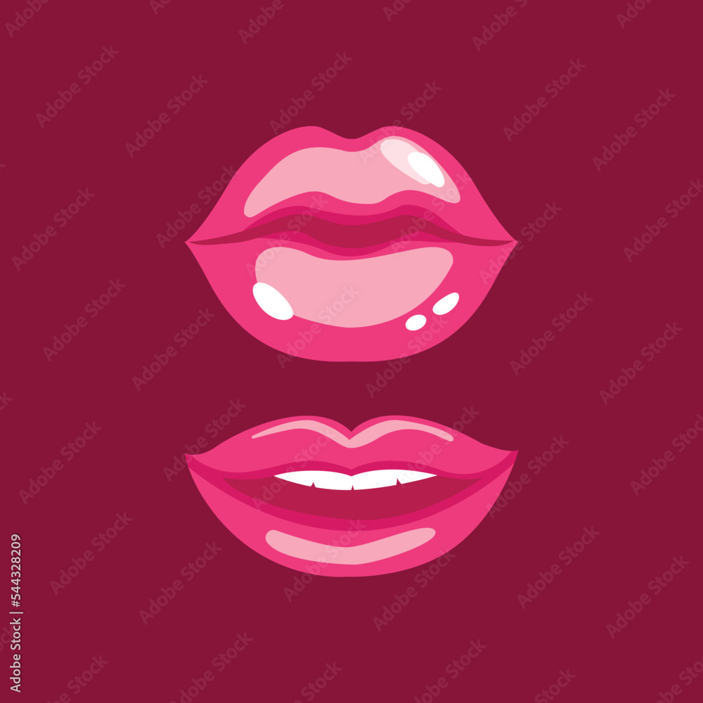 illustration vector of a pink lips and smile. illustration vector of a pink lips and smile.