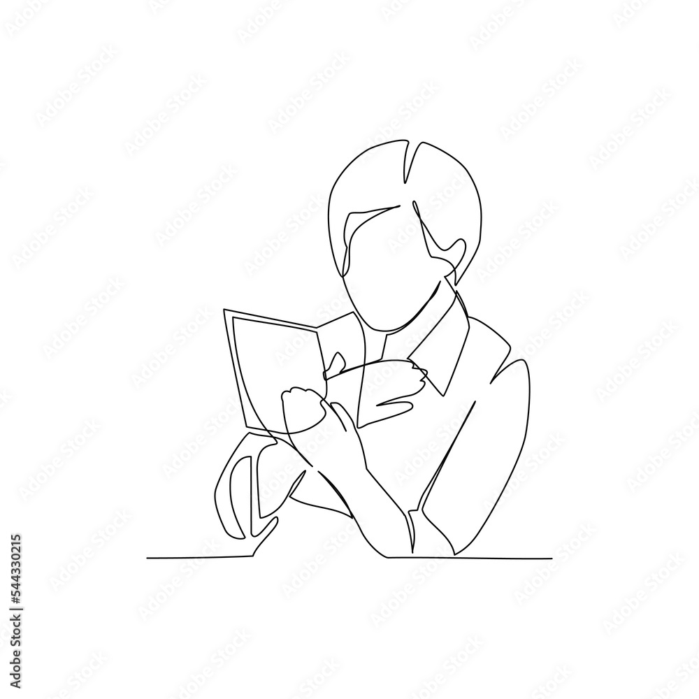 Vector illustration of woman drawn in line-art style