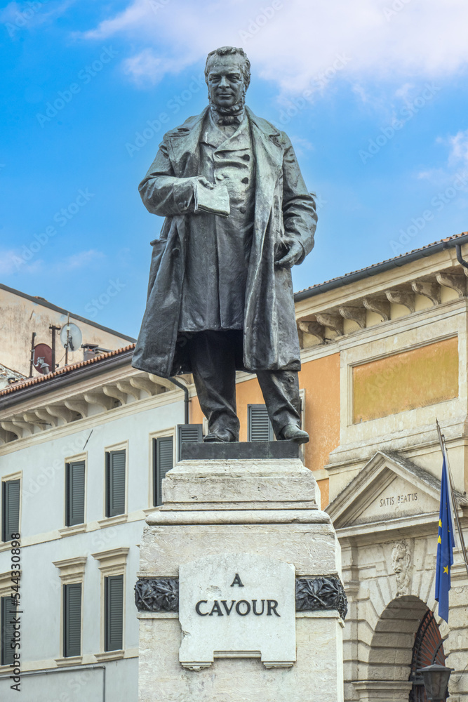 The statue of Cavour in Verona
