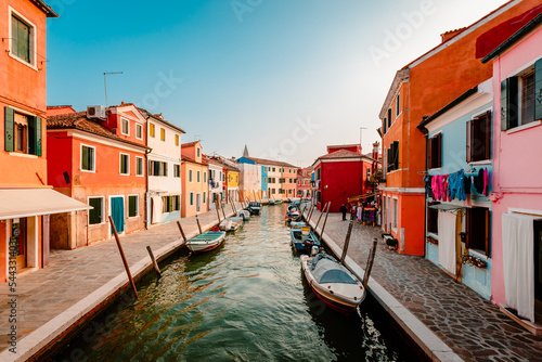 Burano canal with colorful houses at sunset © Jan Cattaneo