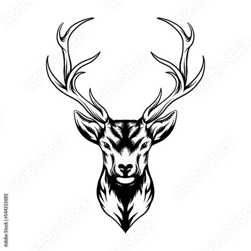 Print op canvas deer head silhouette