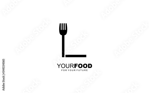 L logo cafe or restaurant for branding company. cooking template vector illustration for your brand.