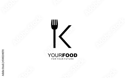 K logo cafe or restaurant for branding company. cooking template vector illustration for your brand.