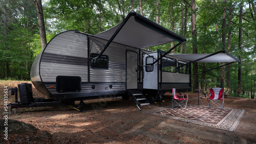 Travel trailer at a campsite in North Carolina © Guy Sagi