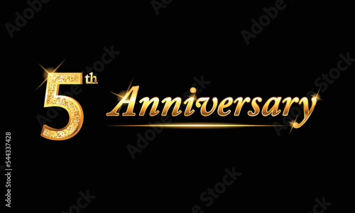 5 anniversary celebration. 5th anniversary celebration. 5 year anniversary celebration with glitter shine and black background.