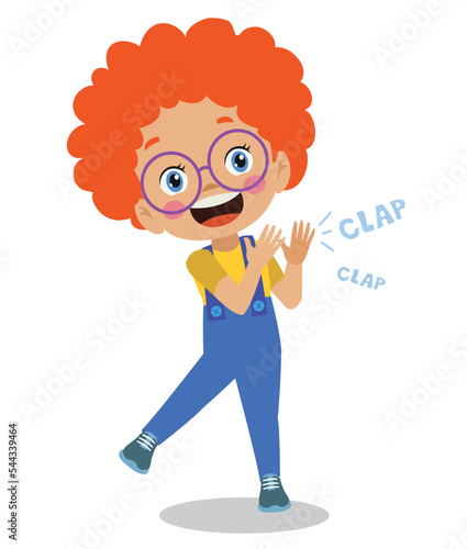 happy cute little boy clapping
