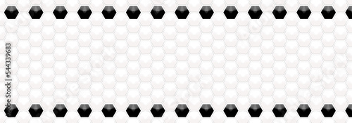 Embossed black and white hexagon frame on White backgrounds. Abstract tortoiseshell. Abstract honeycomb. Abstract crystal. Abstract pattern football with copy space