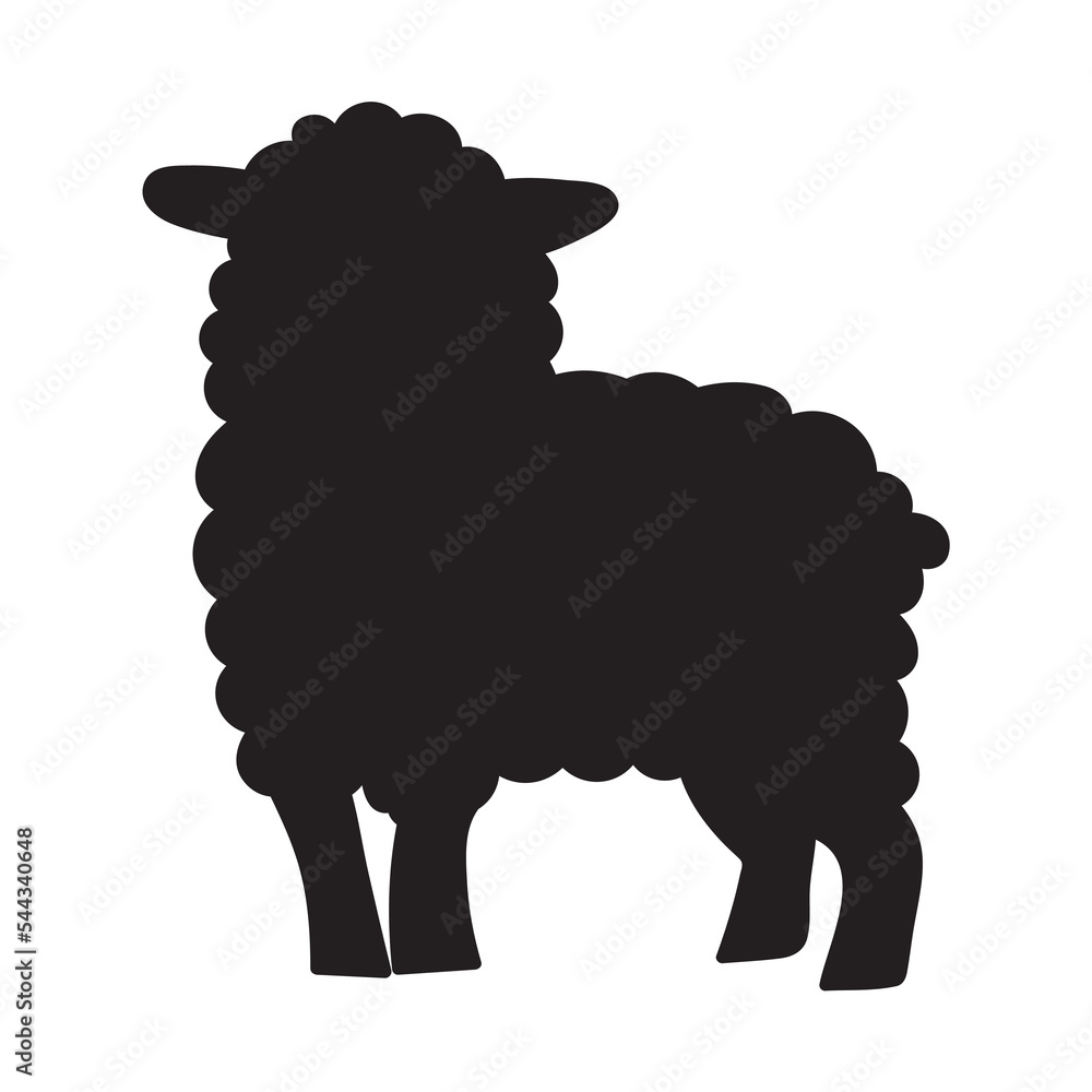 Obraz premium Silhouette. Sheep. Hand drawn illustration on white background.