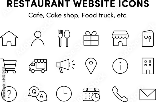 レストランやカフェなど飲食店のwebサイトで使えそうなアイコンのイラストセット