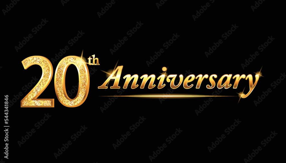 20 anniversary celebration. 20th anniversary celebration. 20 year anniversary celebration with glitter shine and black background. 20 anniversary celebration. 20th anniversary celebration. 20 year anniversary celebration with glitter shine and black background.