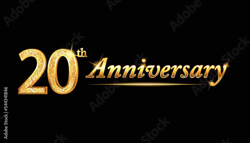 20 anniversary celebration. 20th anniversary celebration. 20 year anniversary celebration with glitter shine and black background.