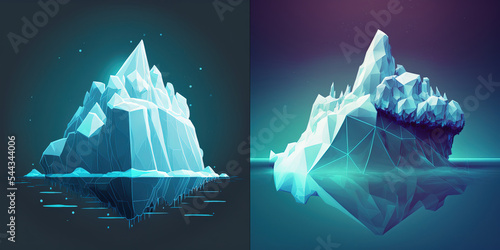 Foto Iceberg futuristic polygonal on blue background. 3d illustration