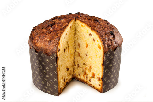 Panettone - Italian type of sweet bread loaf originally from Milan usually prepared and enjoyed for Christmas and New Year