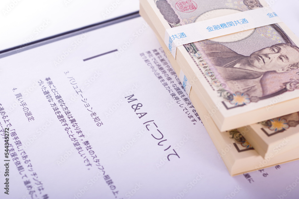 Obraz premium M＆Aの書類とお金