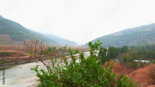 Pho Chhu and Mo Chhu rivers around the Punakha Suspension Bridge in Bhutan