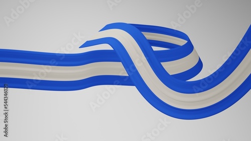 Close-up render of the twisted ribbon of the Nicaragua flag, the national colors of Nicaragua as a ribbon in 4k resolution, colors: RGB. High quality 3d illustration