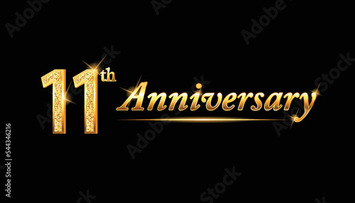 11 anniversary celebration. 11th anniversary celebration. 11 year anniversary celebration with glitter shine and black background.