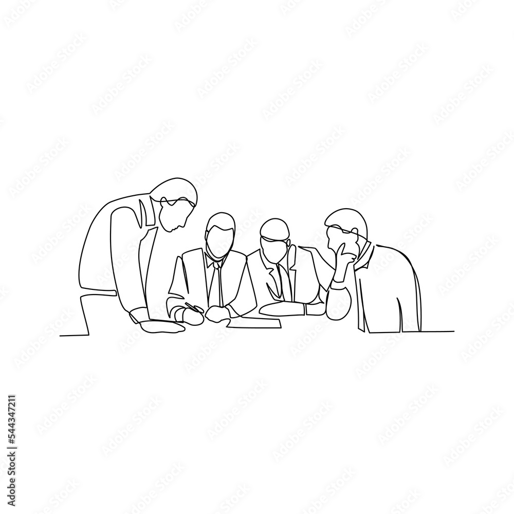 Teamwork vector illustration drawn in line art style Teamwork vector illustration drawn in line art style