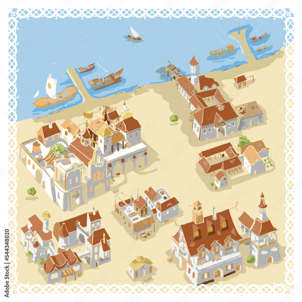 Poster Fantasy town buildings for fantasy city map – Wall Art | UkPosters