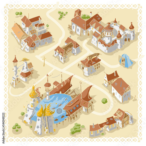 Fantasy town buildings for fantasy city map photo