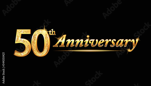 50 anniversary celebration. 50th anniversary celebration. 50 year anniversary celebration with glitter shine and black background.